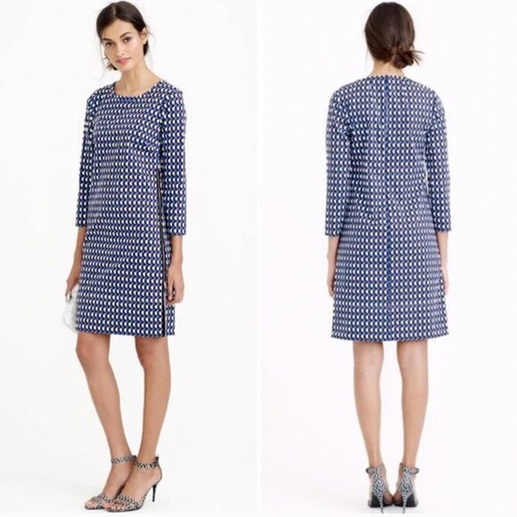 J. Crew Jet Set Women's Geometric Print Patterned Side Zip Career Shift Dress - Picture 12 of 12